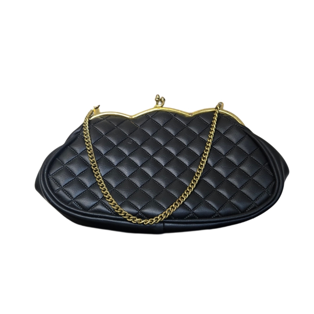 Vtg Quilted Evening‎ Purse Chain Handle Clutch Made in USA Wedding Grad Formal